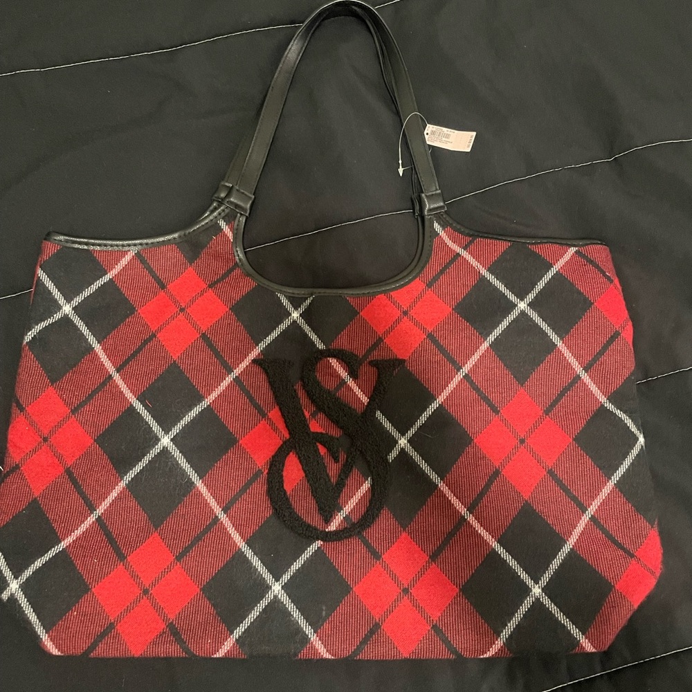 Victoria's Secret Red and Black Tartan Tote